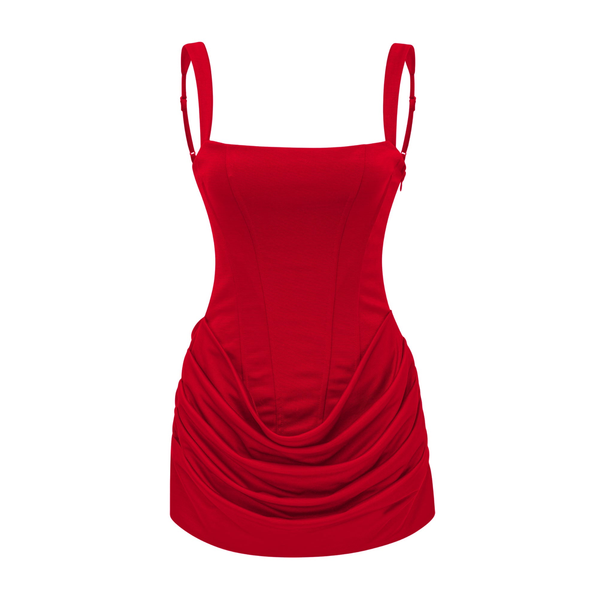 Paulette Bright Red Ruched Bodycon Mini Dress