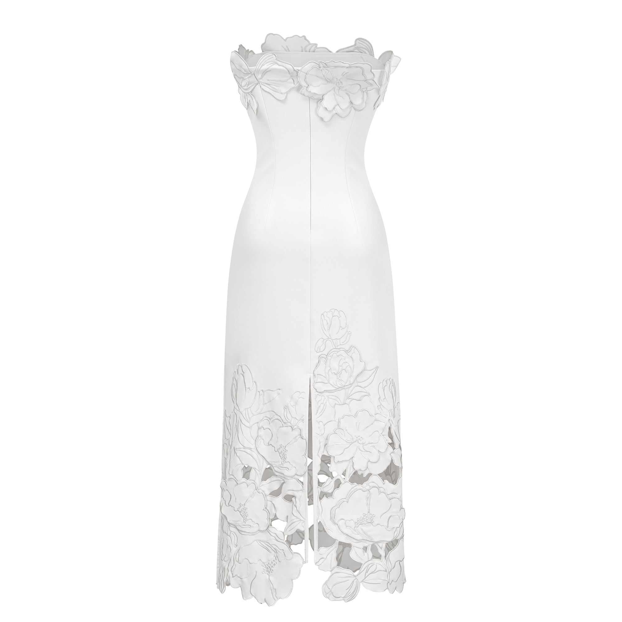 Inga White Strapless Floral Embroidered Maxi Dress