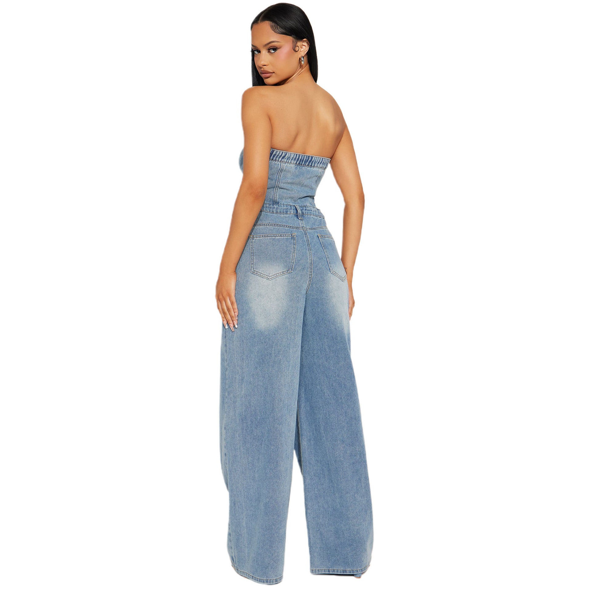 Linda | Strapless Denim Jumpsuit