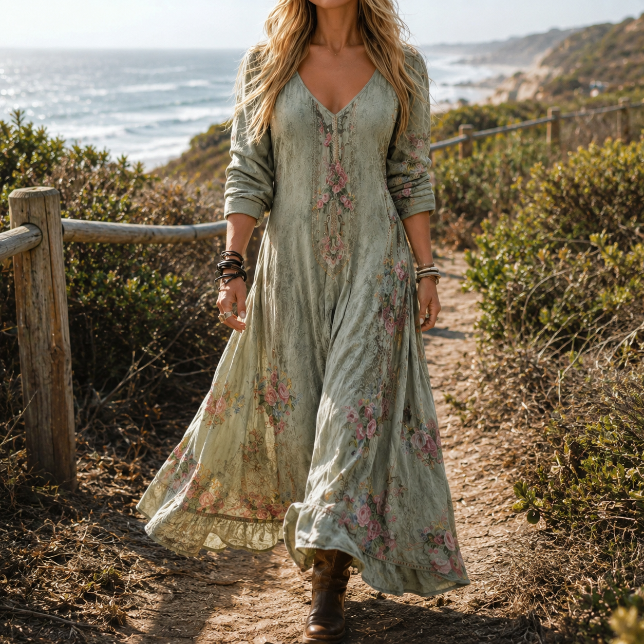 Long-sleeved vintage dress