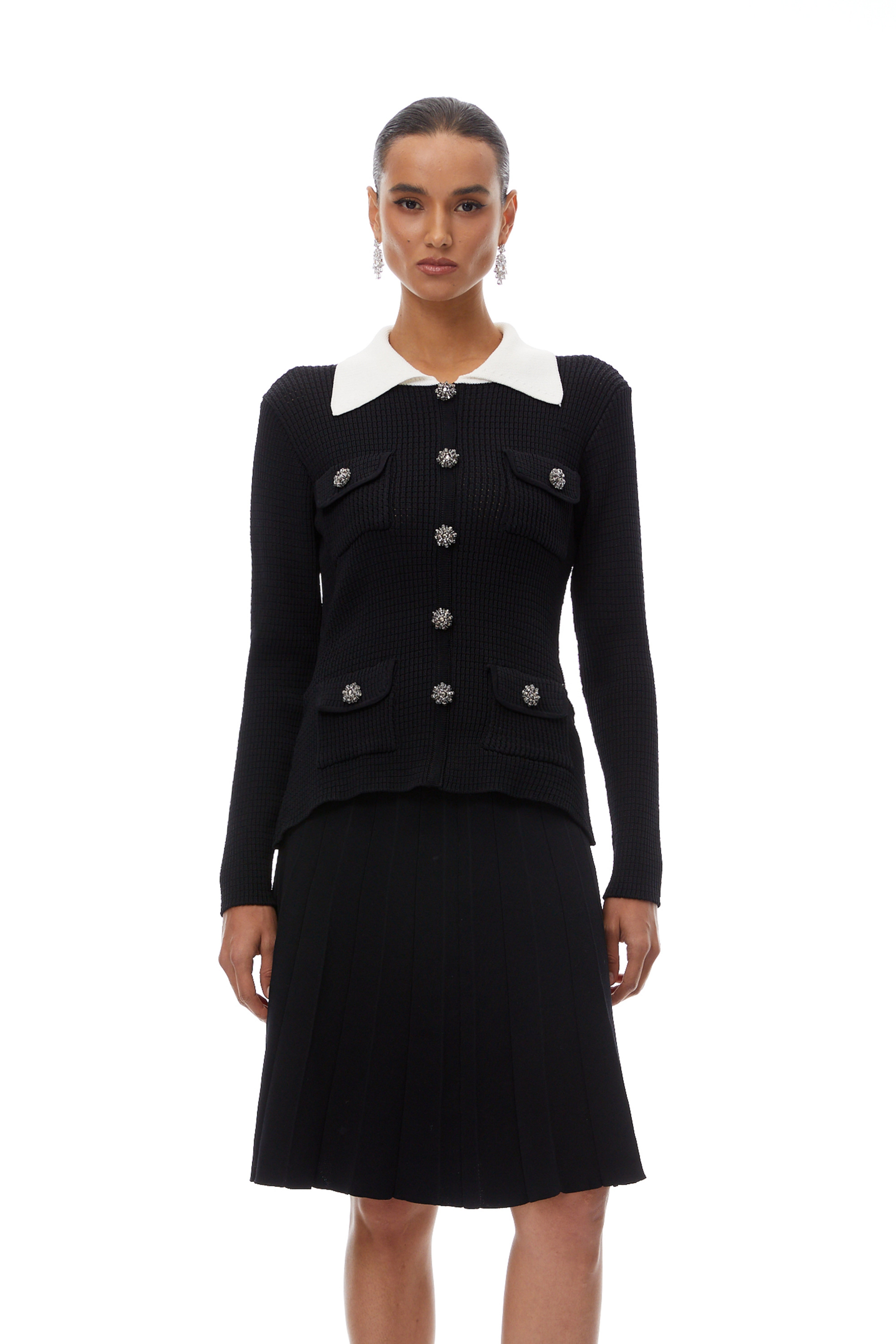 Esmée Black Embellished Knit Jacket & Skirt Set