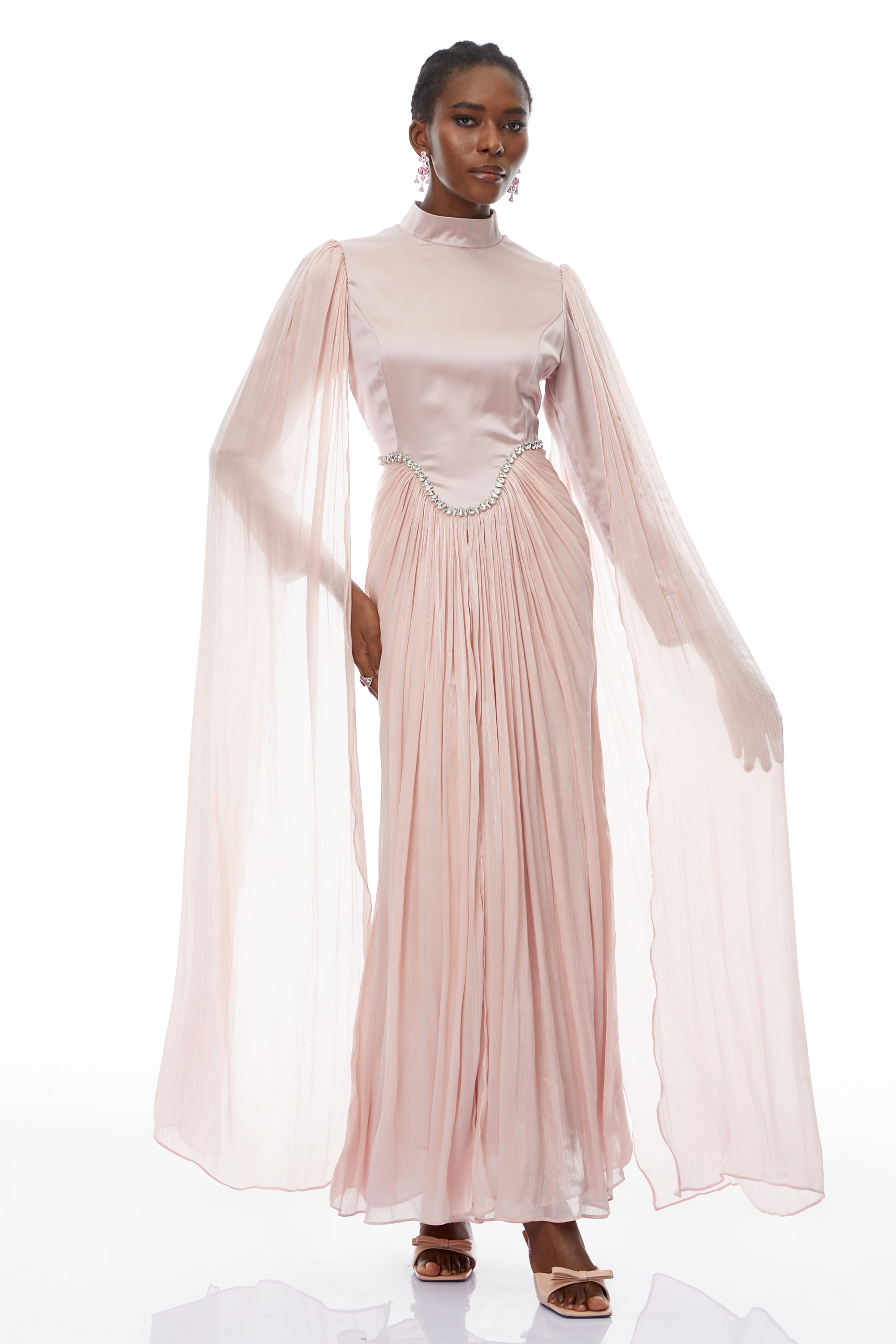 Andrine Pink Crystal Embellished Maxi Dress