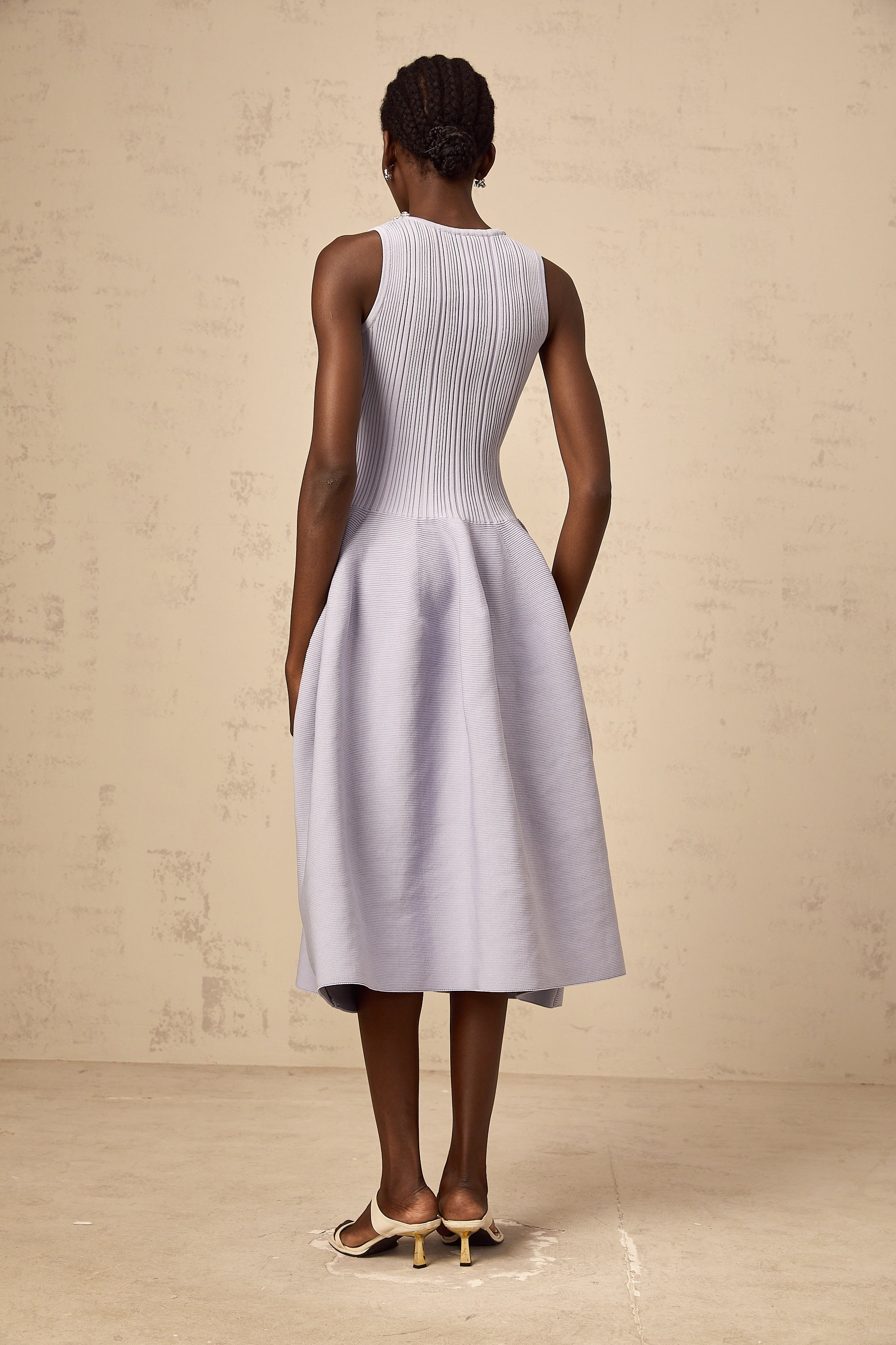 Aïda purple embellished ribbed-knit midi dress