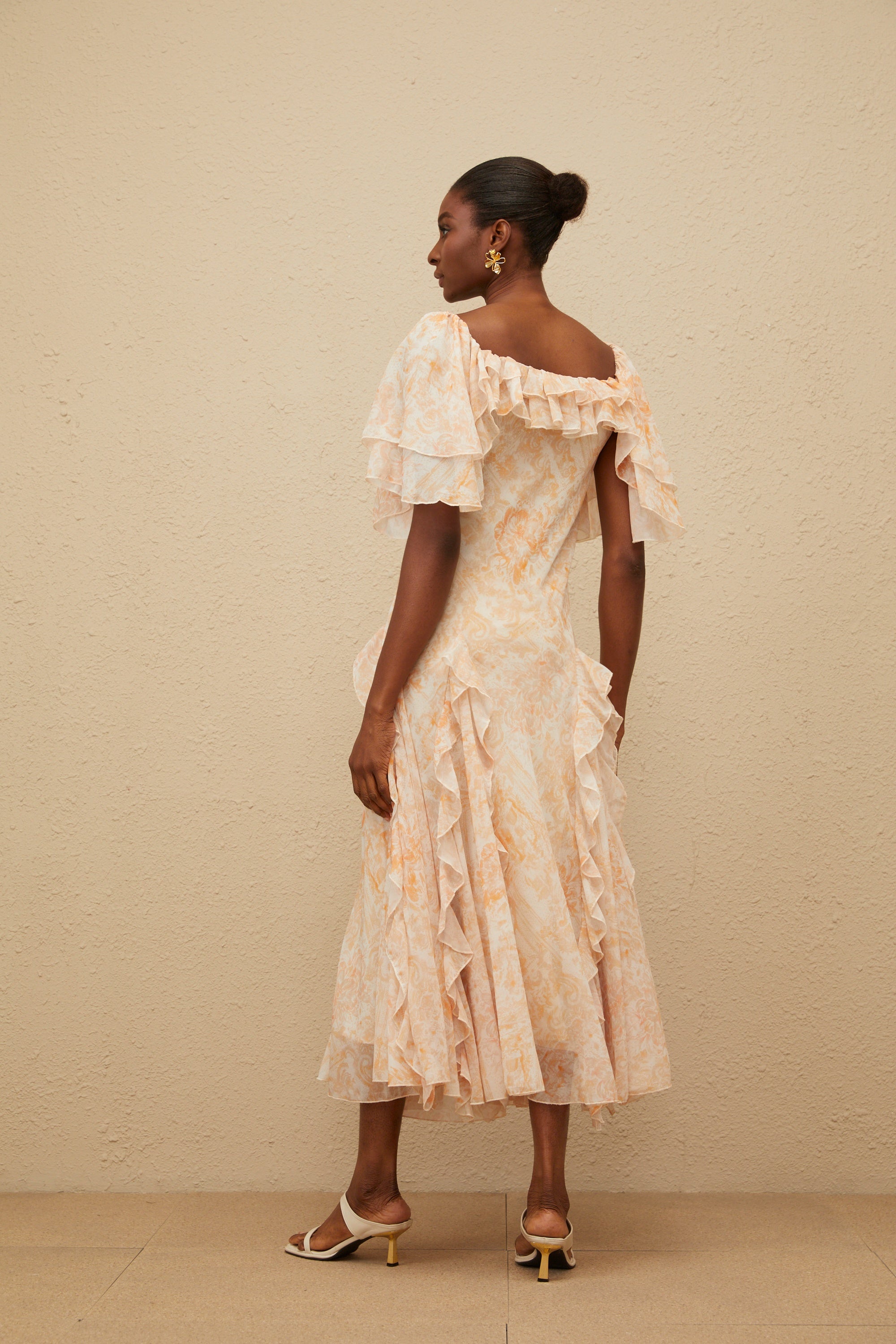 Aurore Ruffled Floral Midi Dress