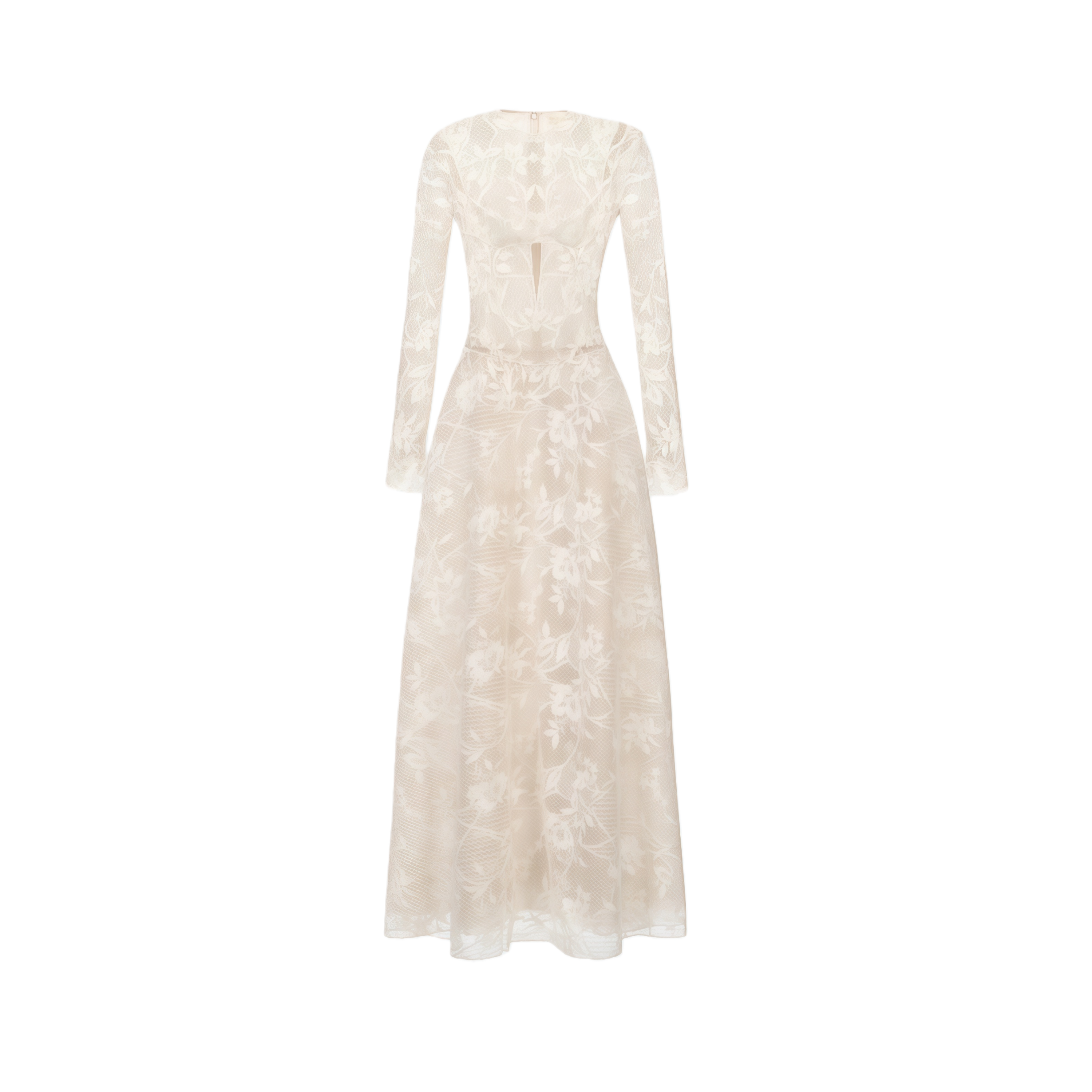 Amber White Long Sleeve Floral Lace Midi Dress