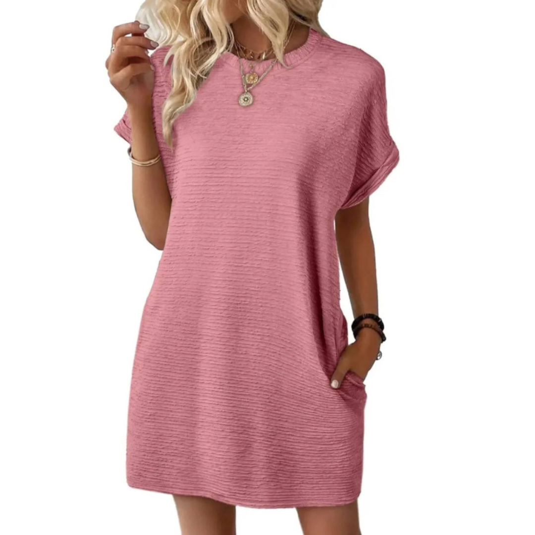 EVASHA™ – Casual Minimalist Round Neck Dress