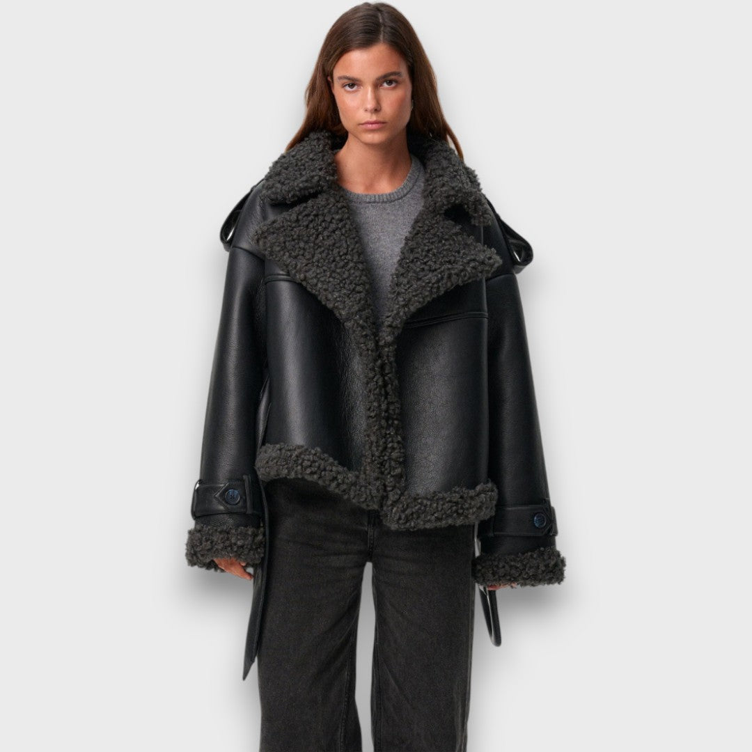 Orinelle — Belted Shearling Jacket