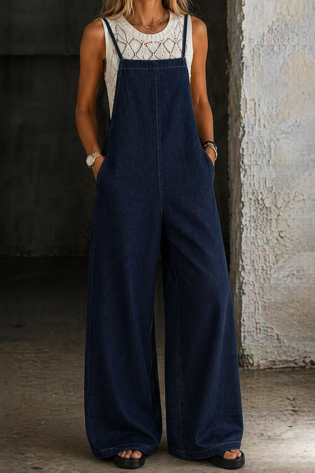 Aria | Retro Denim Jumpsuit