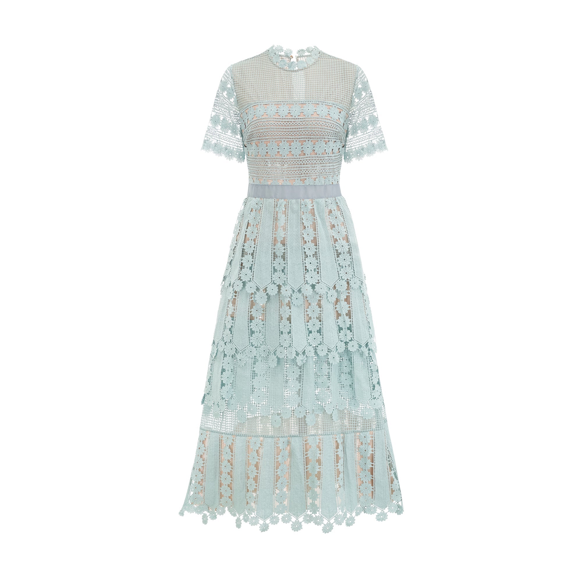 Océane green floral embroidered midi dress