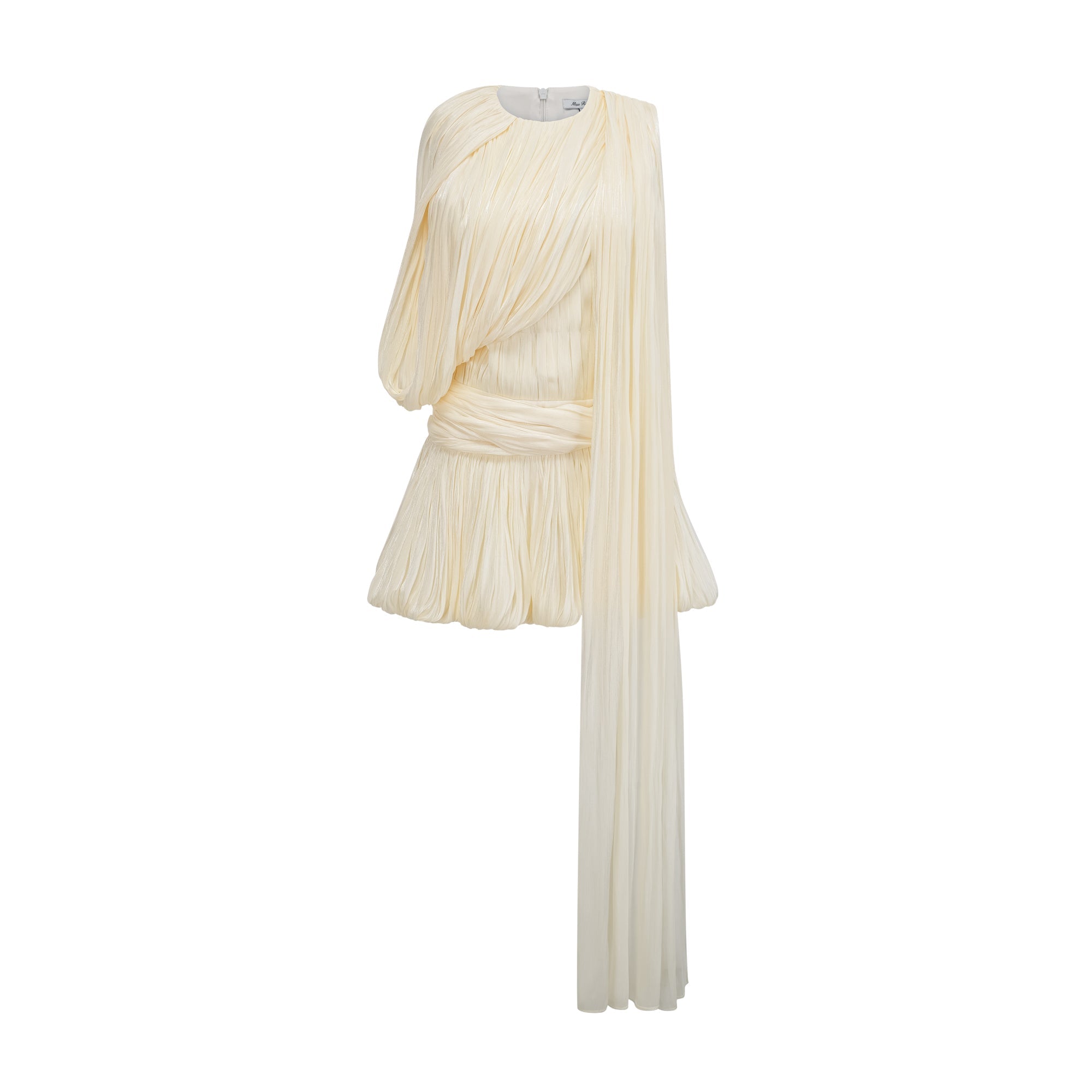 Cyrielle Pleated Mini Dress with Ribbon Design Accent
