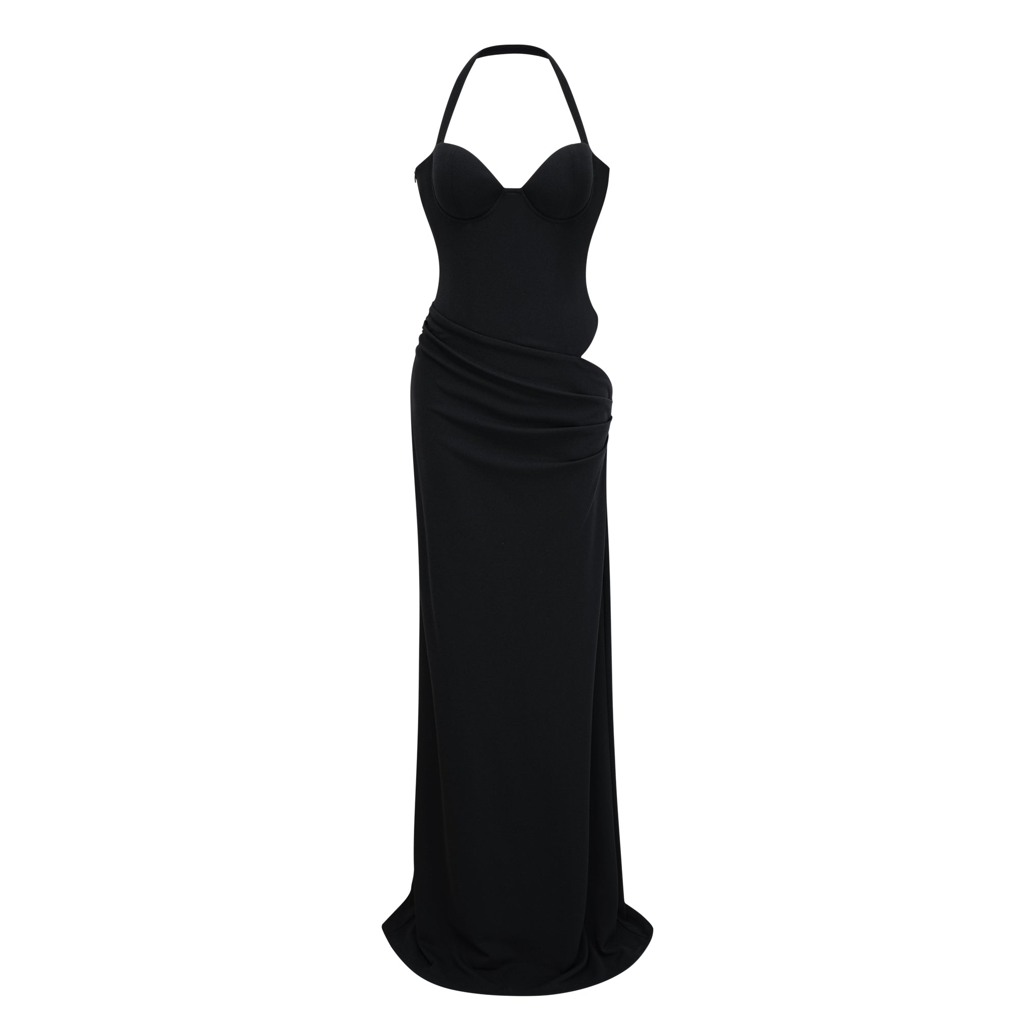 Kaelin Black Halterneck Cut Out Maxi Dress