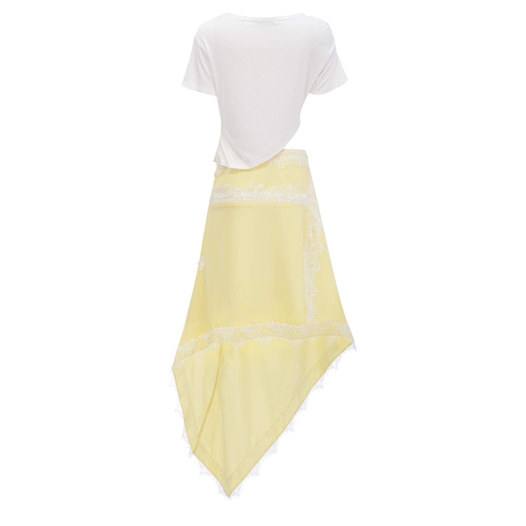Fiamma Yellow Gathered Lace Panel Maxi Dress