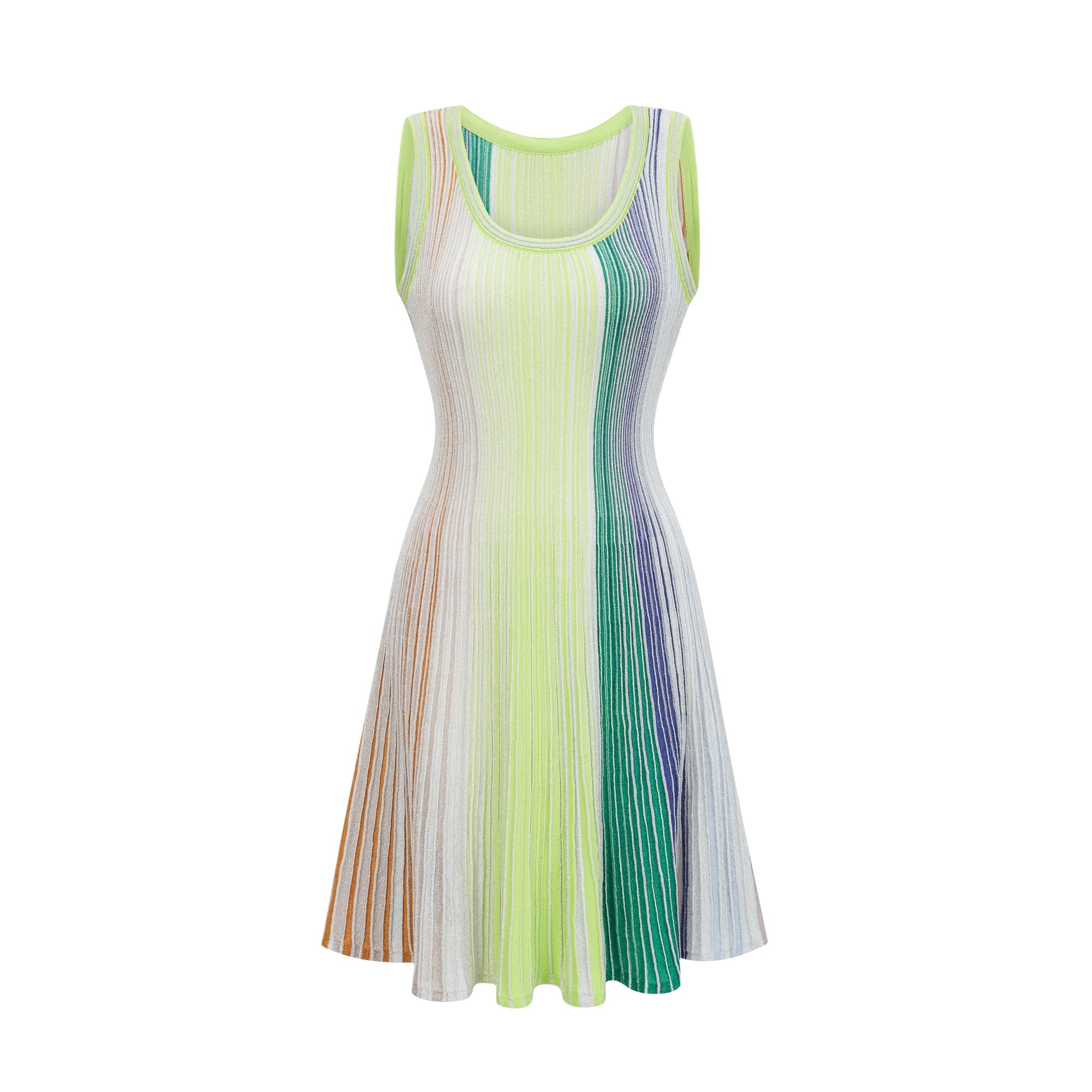 Amaryllis Green Sequin Striped Knit Mini Dress
