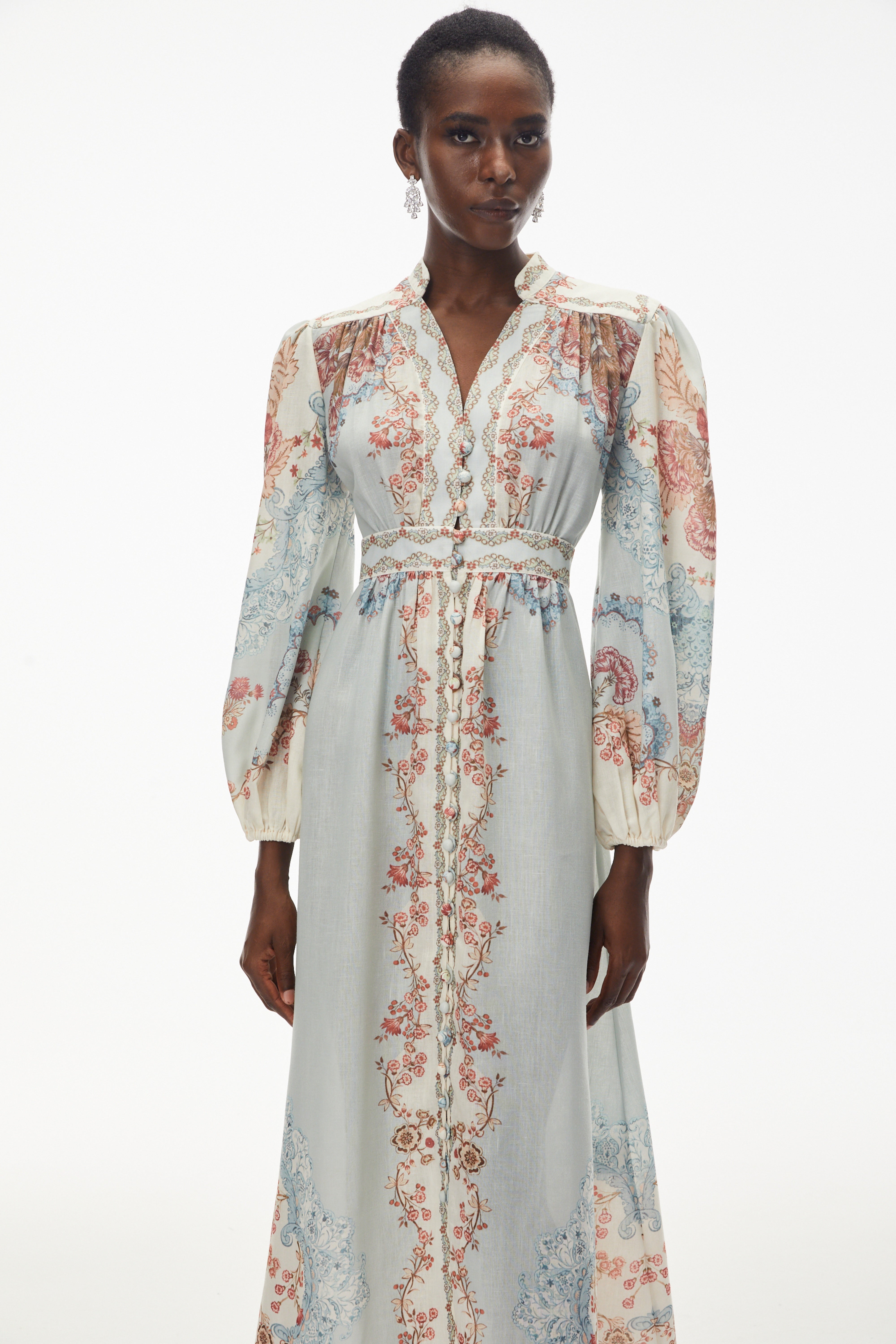 Grace Blue Floral Print Maxi Dress