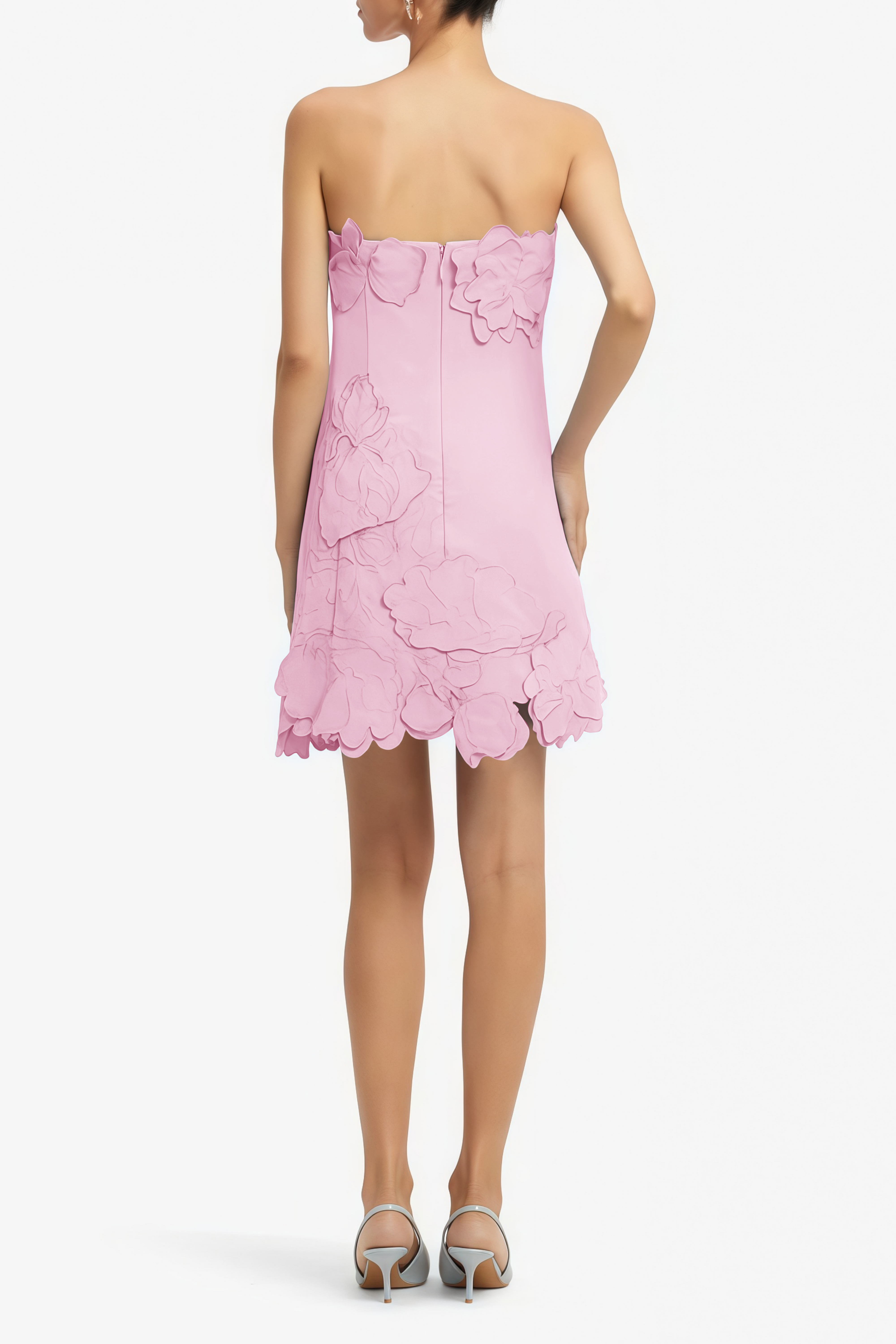 Inga Pink Strapless Floral Embroidered Mini Dress