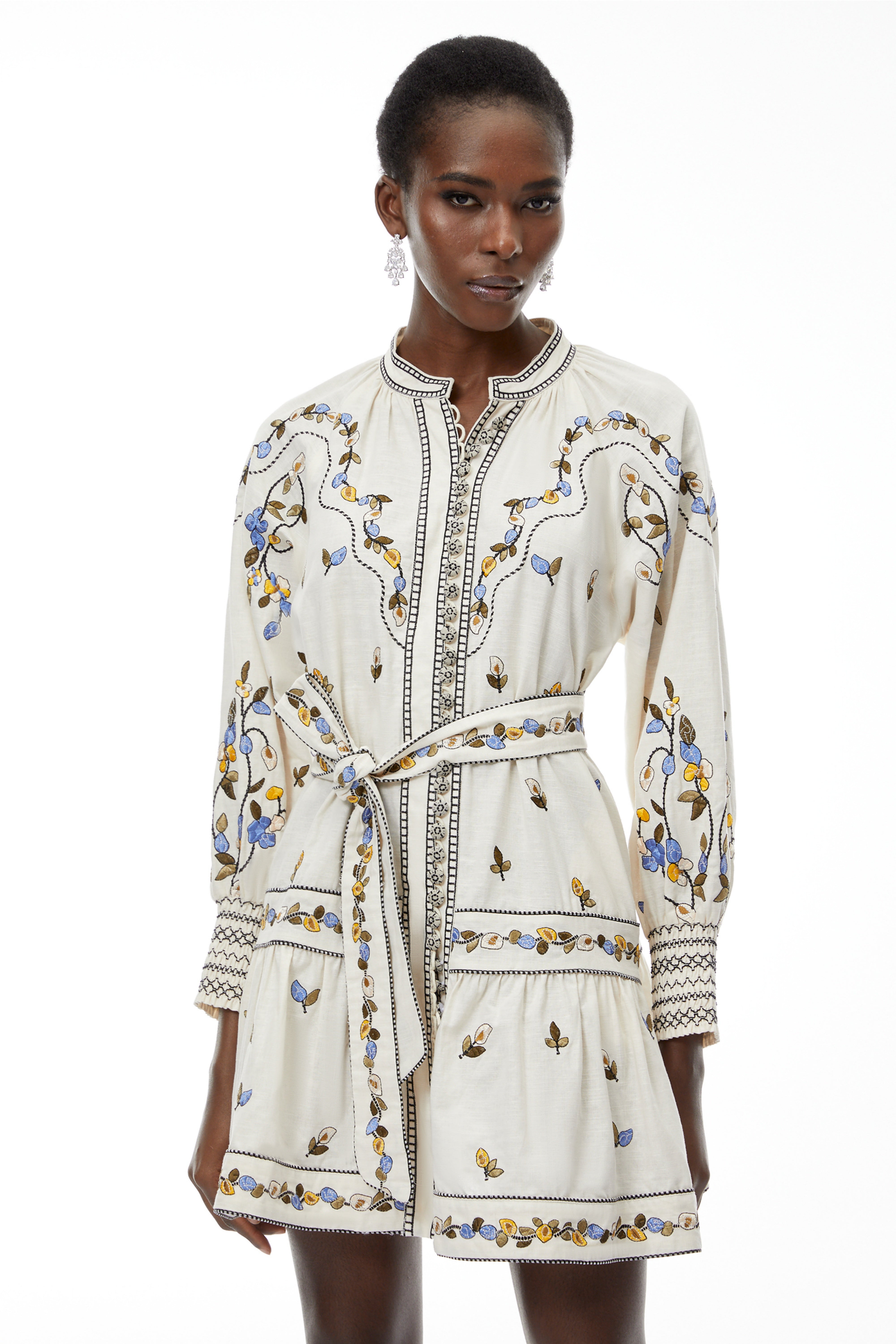 Tove White Floral Embroidered Mini Dress