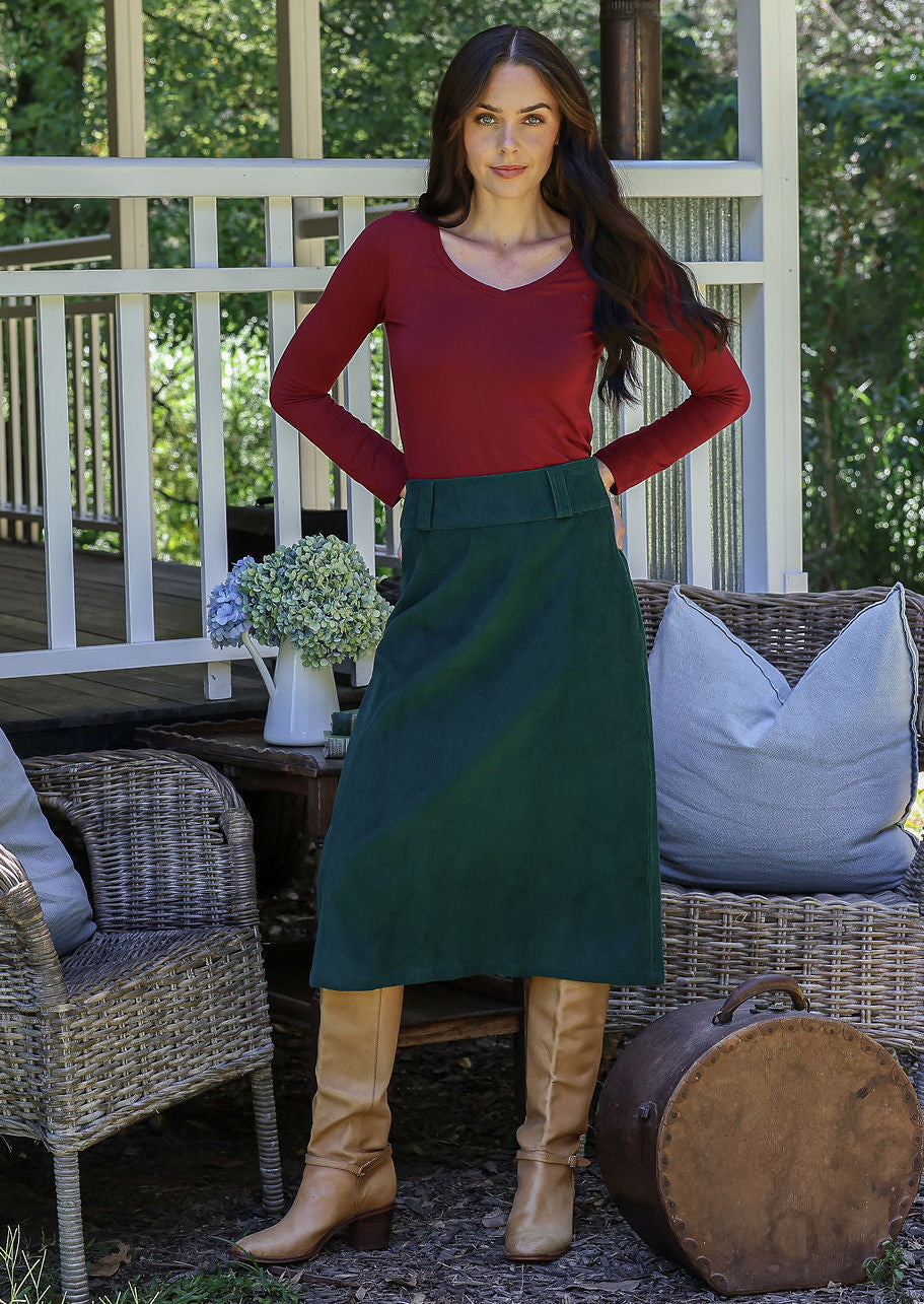 Belt Loop Corduroy Skirt Botanical Garden