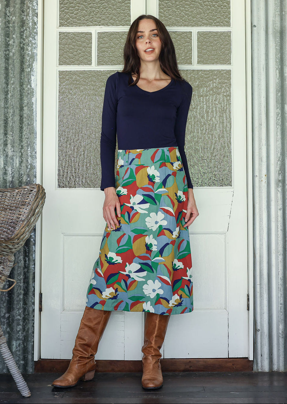 Belt Loop Skirt Tallow Wood