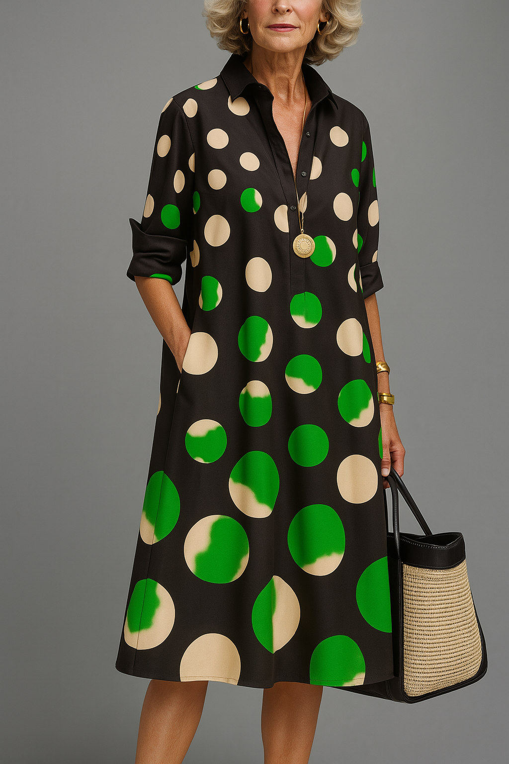 Green Spot Midi Dress