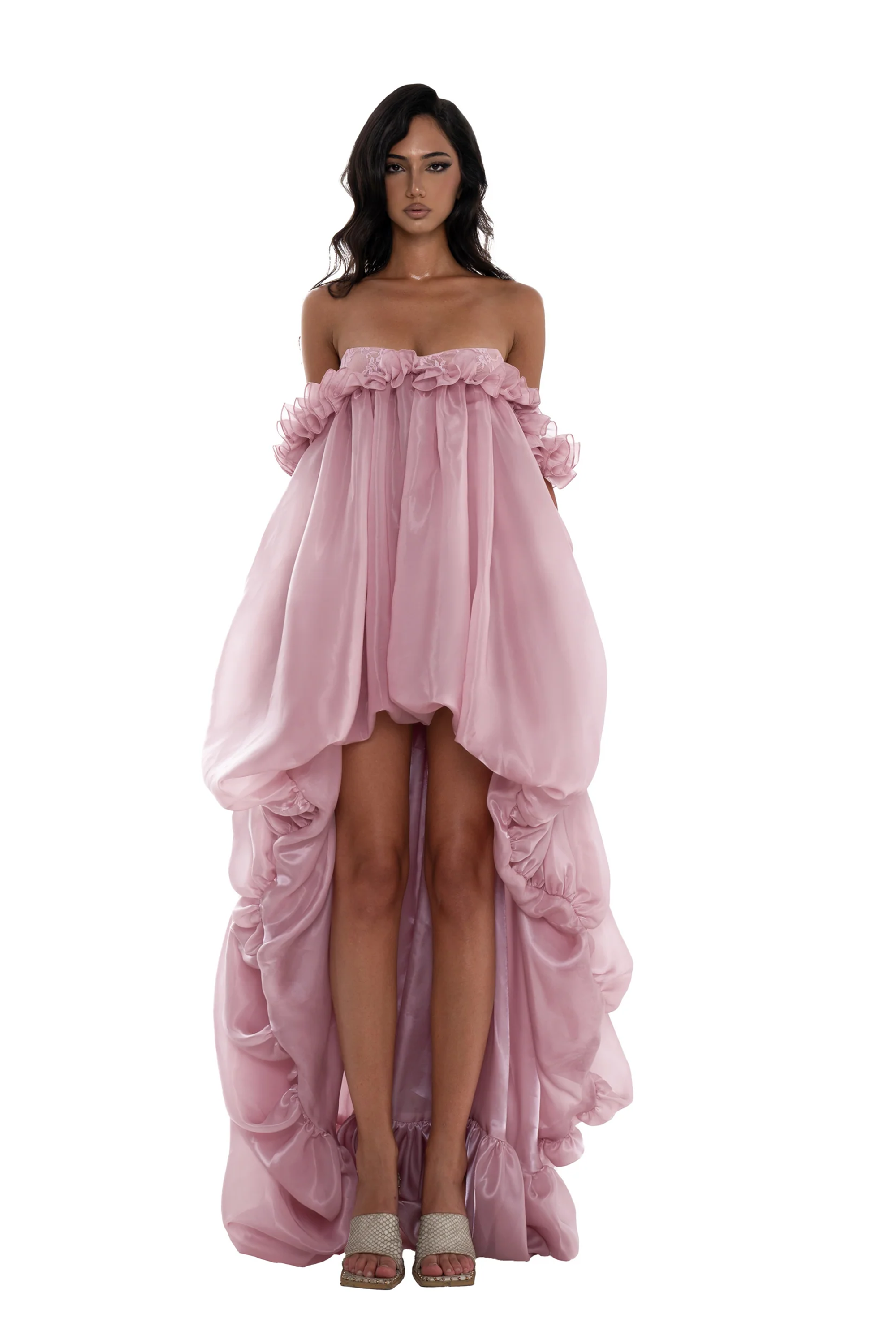 Brooklyn Pink Glossy Bubble Hem Mini Dress