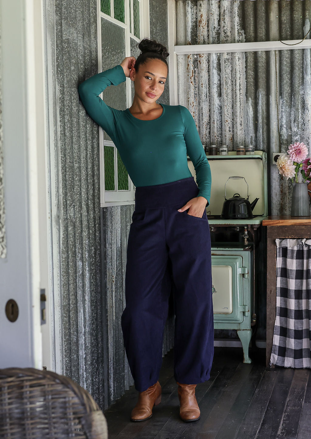 Nora Corduroy Pants Maritime Blue
