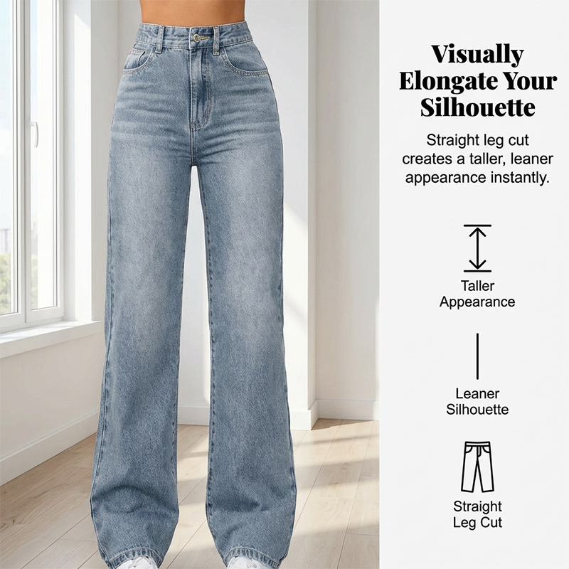 Women's High-Waisted Straight Leg Denim Jeans | Bundle Deal