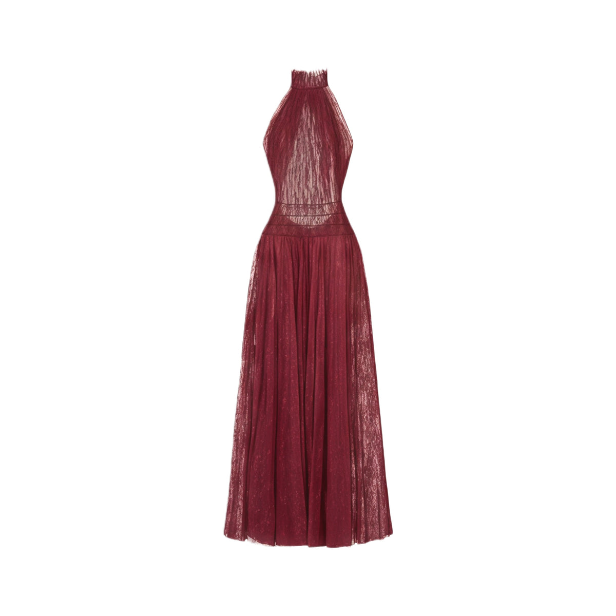 Amandine Red Halterneck Semi-sheer Maxi Dress
