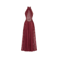 Amandine Red Halterneck Semi-sheer Maxi Dress