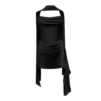 Zenina Black Ruched Ribbon Detail Mini Dress
