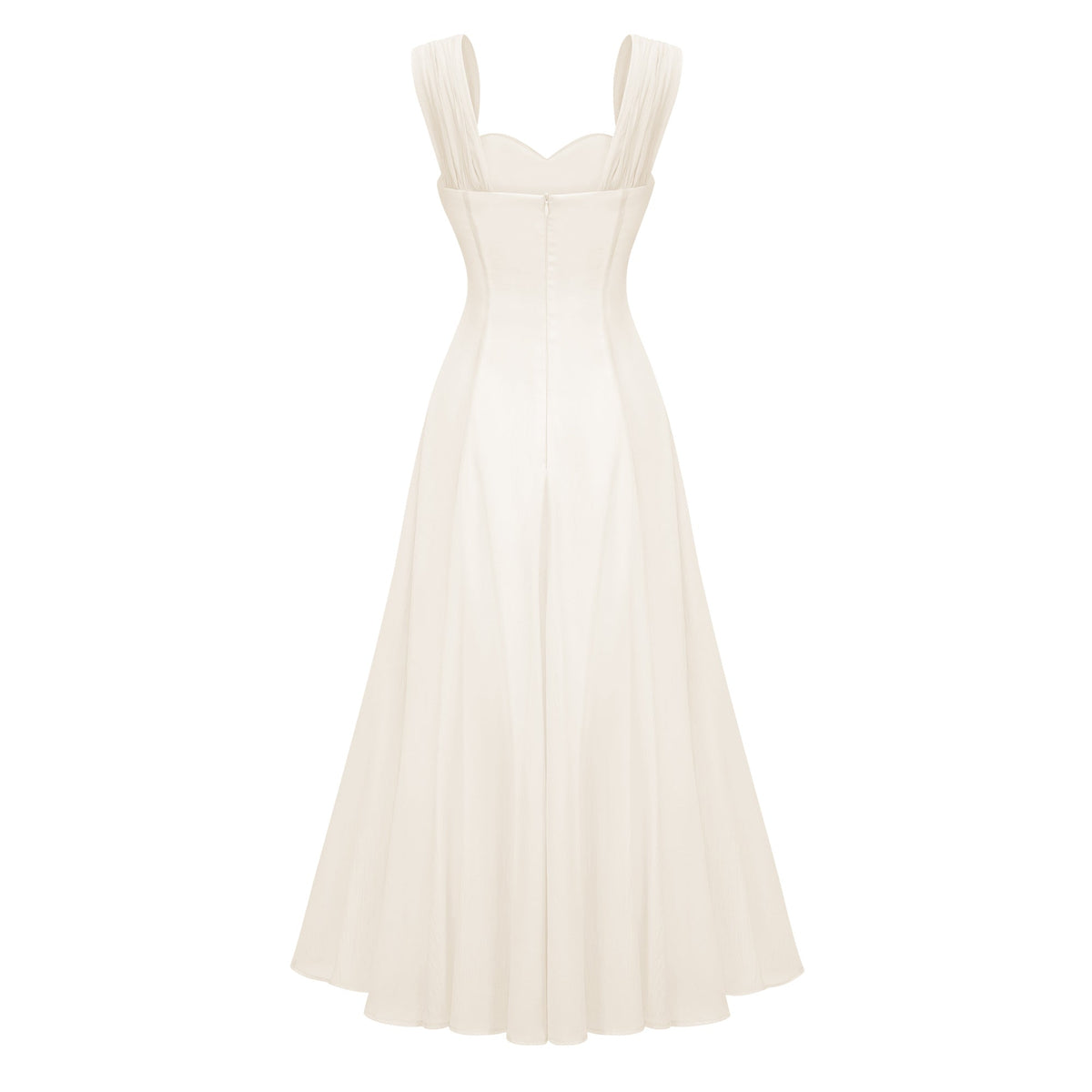 Érasme Cream White Flounced Midi dress