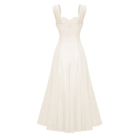 Érasme Cream White Flounced Midi dress