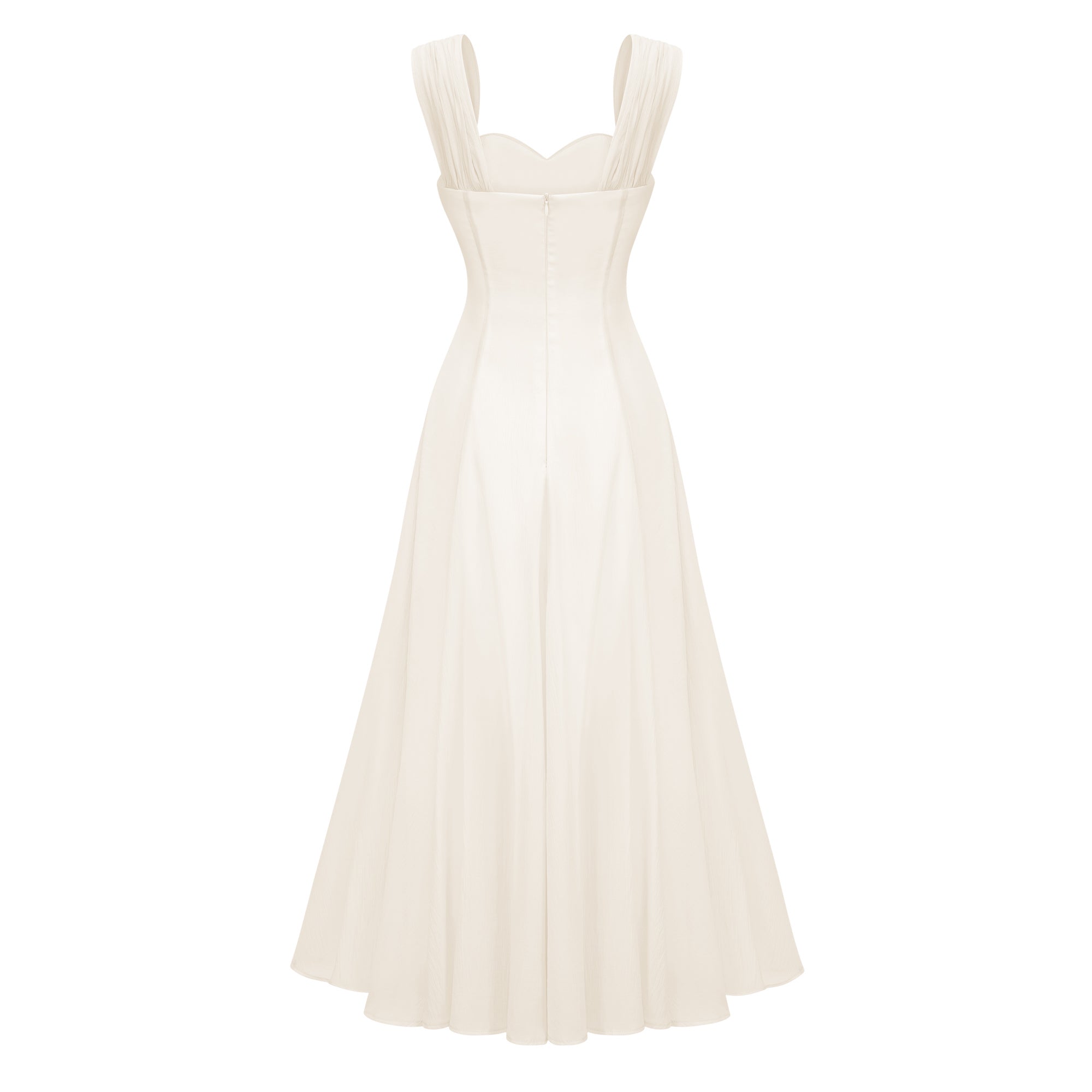 Érasme Cream White Flounced Midi dress