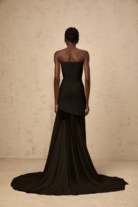Josiane Black Off-shoulder Sheer Tulle Maxi Dress