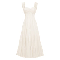 Érasme Cream White Flounced Midi dress