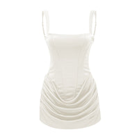 Paulette White Ruched Bodycon Mini Dress