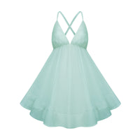 Quincie Green Shirred Flounced Mini Dress