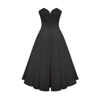 Katherine Black Off-Shoulder Corset Midi Dress