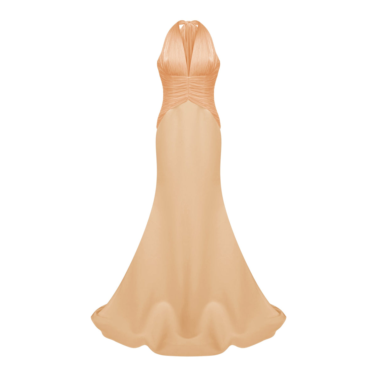 Emmeline Orange Train Design Gathered Maxi Dress