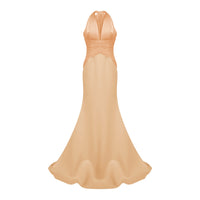Emmeline Orange Train Design Gathered Maxi Dress
