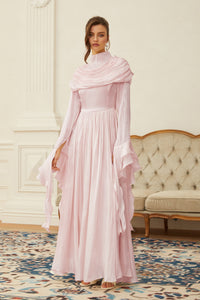 Danuta Pink Ruched Pleated Maxi Dress
