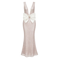 Raelynn White Deep V-Neck Bodycon Maxi Dress