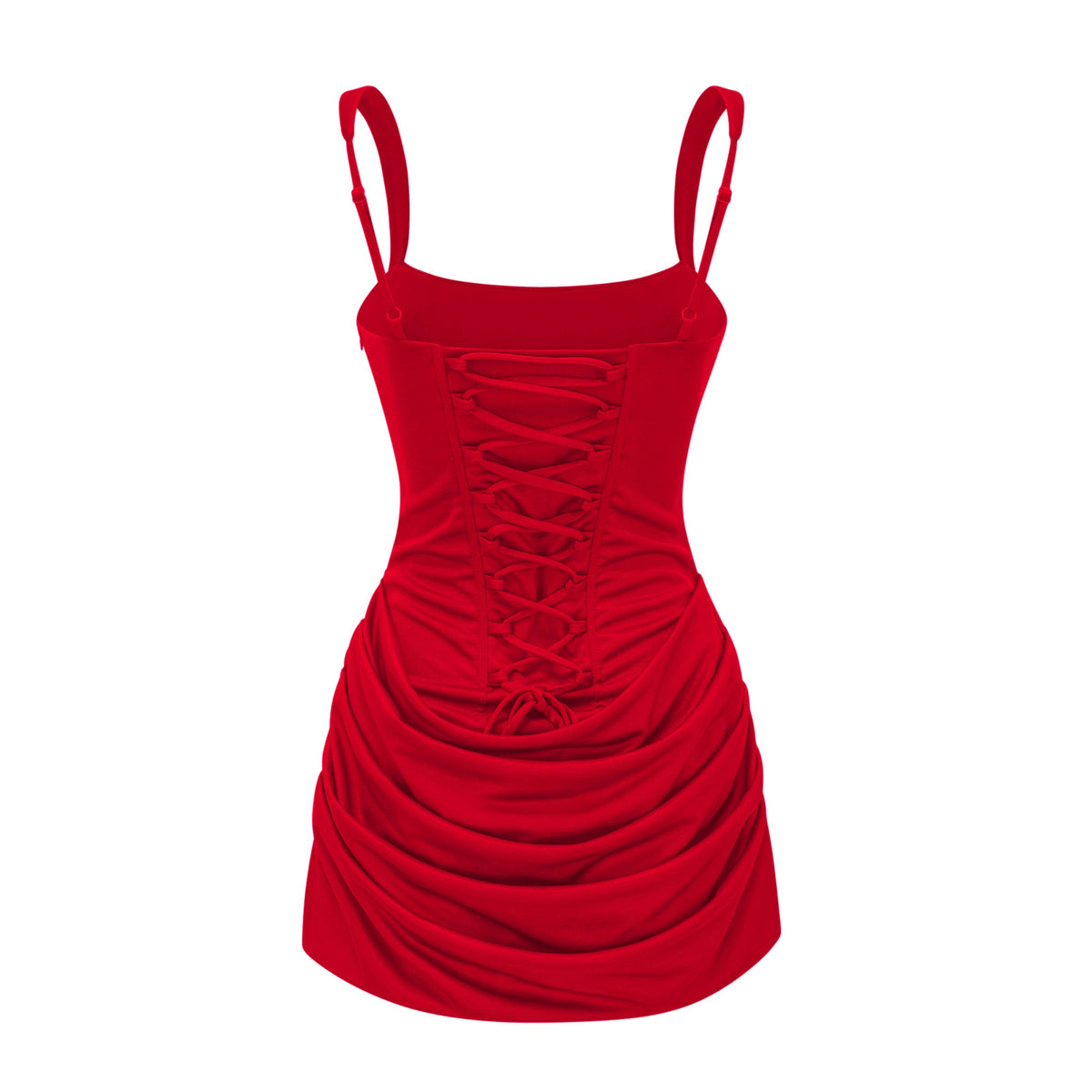 Paulette Bright Red Ruched Bodycon Mini Dress