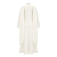 Piroska White Pearl Trim Shawl Detail Maxi Dress