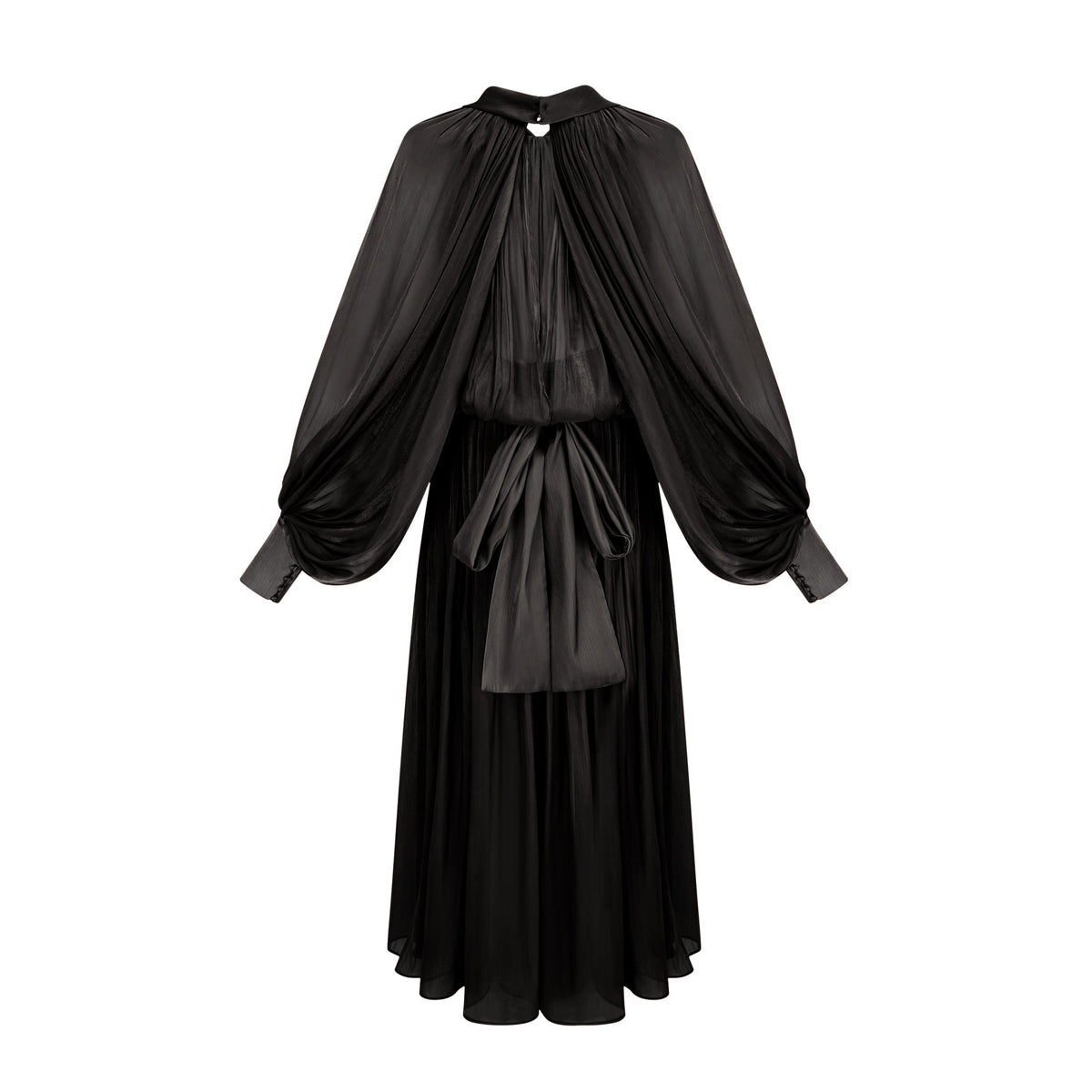 Mila pleated satin maxi dress in Black