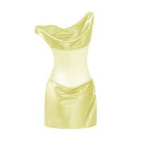 Pernilla Yellow One Shoulder Satin Mini Dress