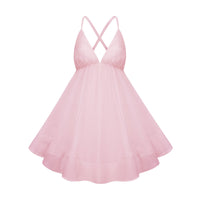 Quincie Pink Shirred Flounced Mini Dress