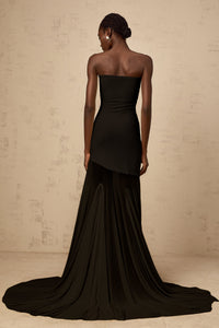 Josiane Black Off-shoulder Sheer Tulle Maxi Dress