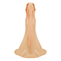 Emmeline Orange Train Design Gathered Maxi Dress