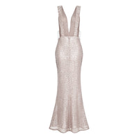 Raelynn White Deep V-Neck Bodycon Maxi Dress