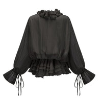 Zéphyrine floral-appliqué tiered mini dress in Black